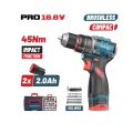 BORMANN Pro BBP1645X22CA Δραπανοκατσάβιδο Κρουστικό Compact,Brushless Mπαταρίας 2x2Ah,45Nm - Drill screwdriver / Diamond drill bits